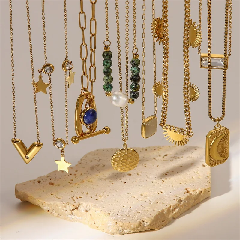 Elegant Stainless Steel Gold-Tone Necklace Collection 1 Elegant Stainless Steel Gold-Tone Necklace Collection