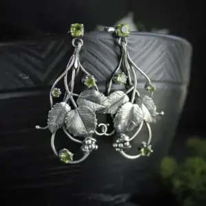 Vintage Silver Flower Leaf Earrings 7 Sb38db6ec3a7140e987030c08a4cc73b8H
