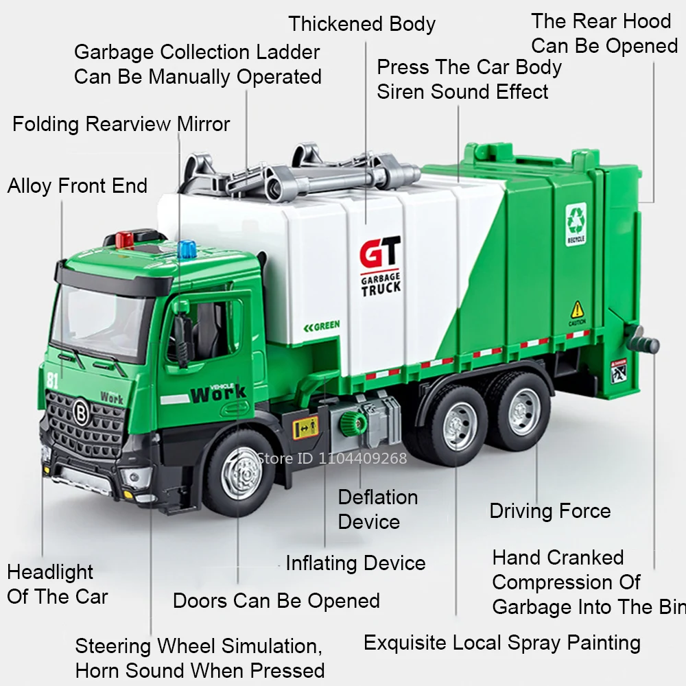 1:24 Scale Diecast Garbage and Mixer Trucks 2 1:24 Scale Diecast Garbage and Mixer Trucks - Image 2