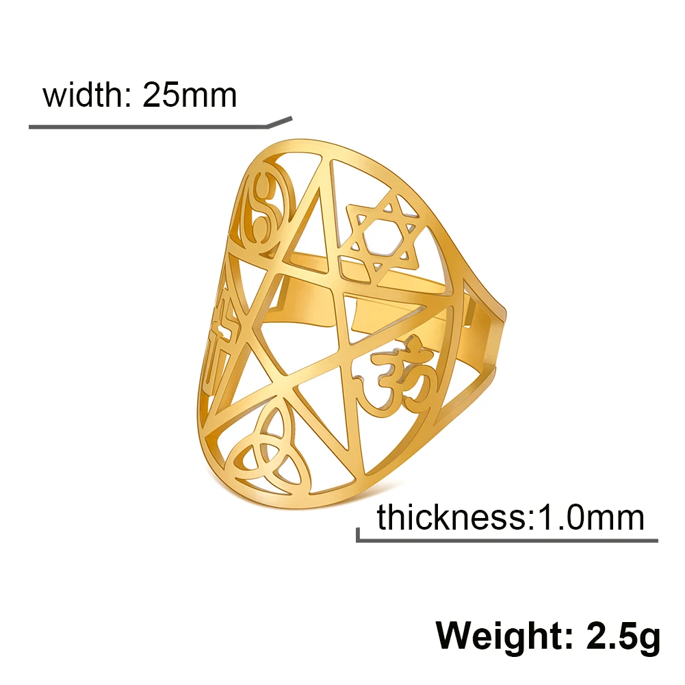 Mystical Geometric Pentagram Ring in Stainless Steel 8 Mystical Geometric Pentagram Ring in Stainless Steel - Image 8