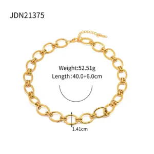 Gold Stainless Steel Jewelry Set with Oval Links 15 Sb432a5f005d8437aa265b62cbd213b8f4
