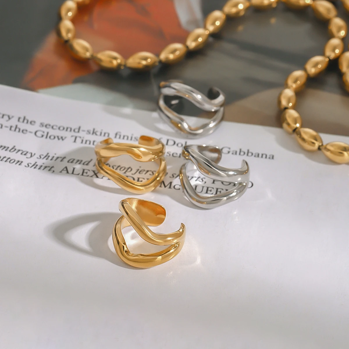 Stainless Steel Wavy Ear Clips for Men Women 5 Stainless Steel Wavy Ear Clips for Men Women - Image 5