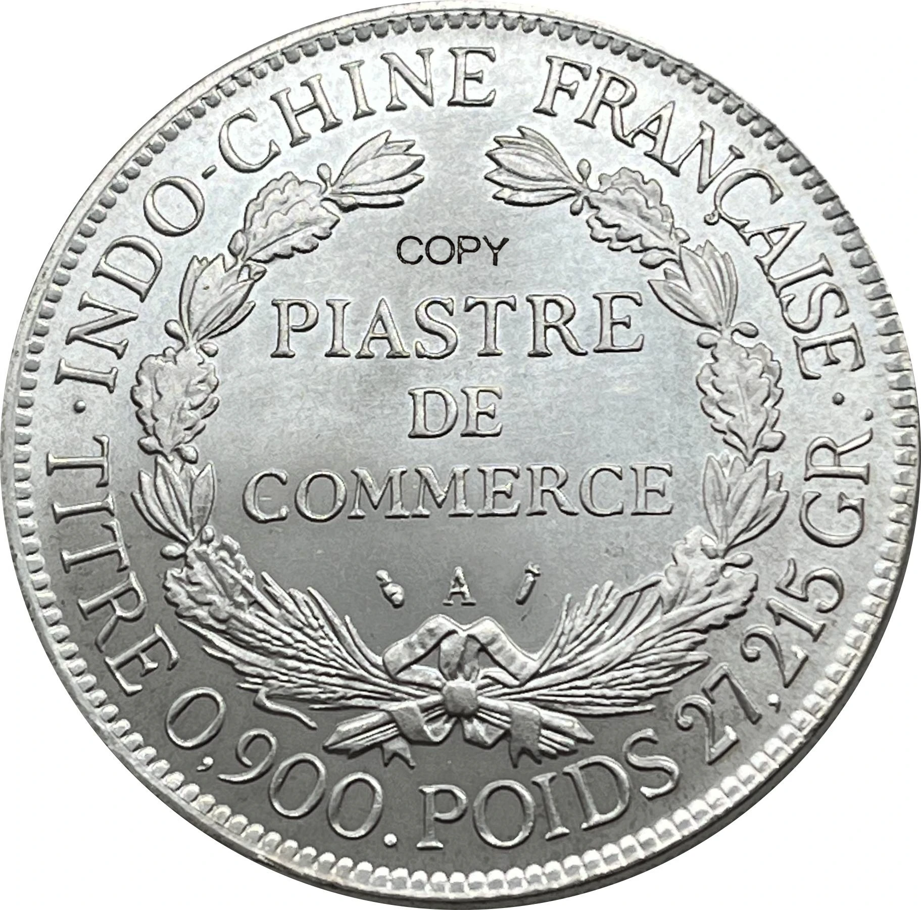 French Indochina 1890 Piastre Replica Coin 4 French Indochina 1890 Piastre Replica Coin - Image 4