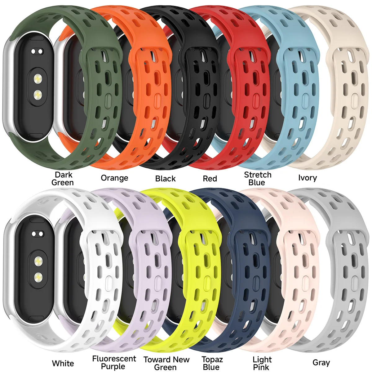 Breathable Silicone Strap for Xiaomi Mi Band 8/9/10 2 Breathable Silicone Strap for Xiaomi Mi Band 8/9/10 - Image 2