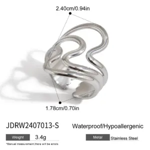 Gold Ripple Open Stainless Steel Ring JDRW2407013 13 Sb4ee64fd203f4cd5a8f16345c0ee3c9ar