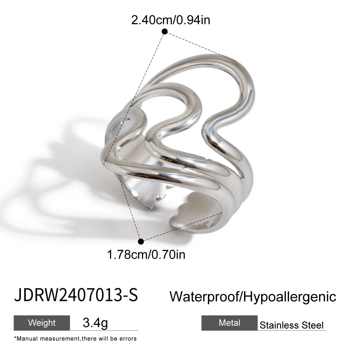 Gold Ripple Open Stainless Steel Ring JDRW2407013 7 Gold Ripple Open Stainless Steel Ring JDRW2407013 - Image 7