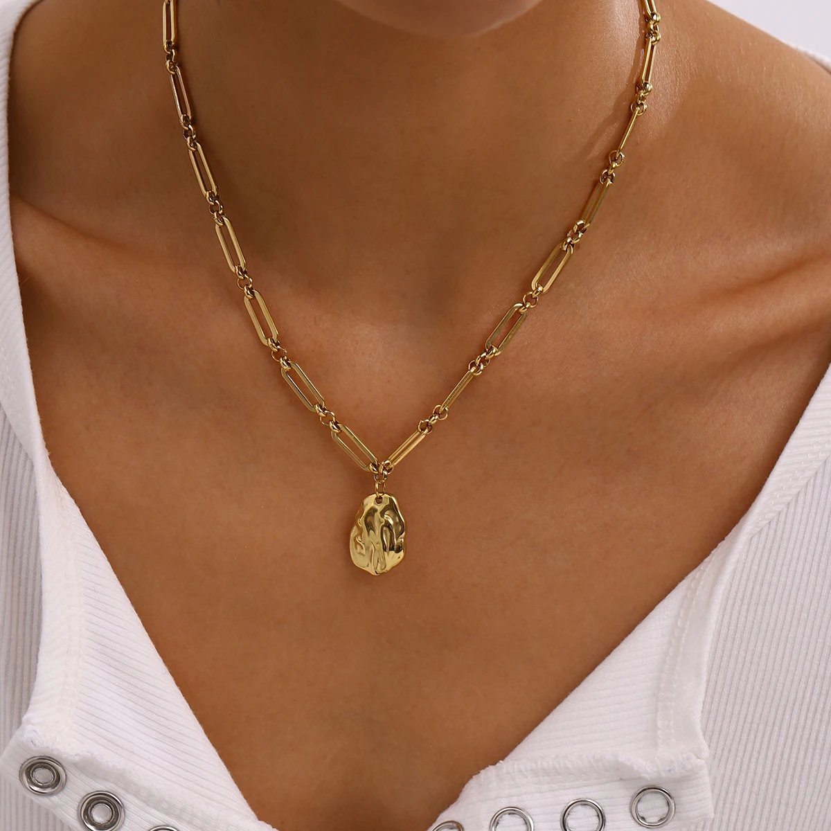 Stainless Steel Geometric Pendant Necklace 2 Stainless Steel Geometric Pendant Necklace - Image 2