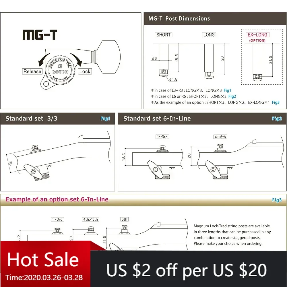 GOTOH SG381-01-MGT Gold Locking Tuners 2 GOTOH SG381-01-MGT Gold Locking Tuners - Image 2