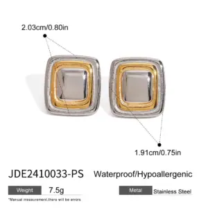 Two-Tone Stainless Steel Square Stud Earrings 14 Sb557d3e5544b4e578127951b0c02d66dD