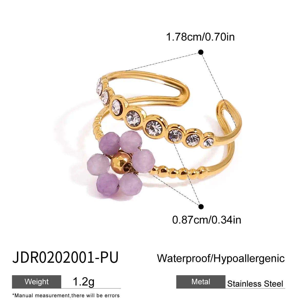 Stainless Steel Multi-Layer Gold Women's Ring 7 Stainless Steel Multi-Layer Gold Women's Ring - Image 7