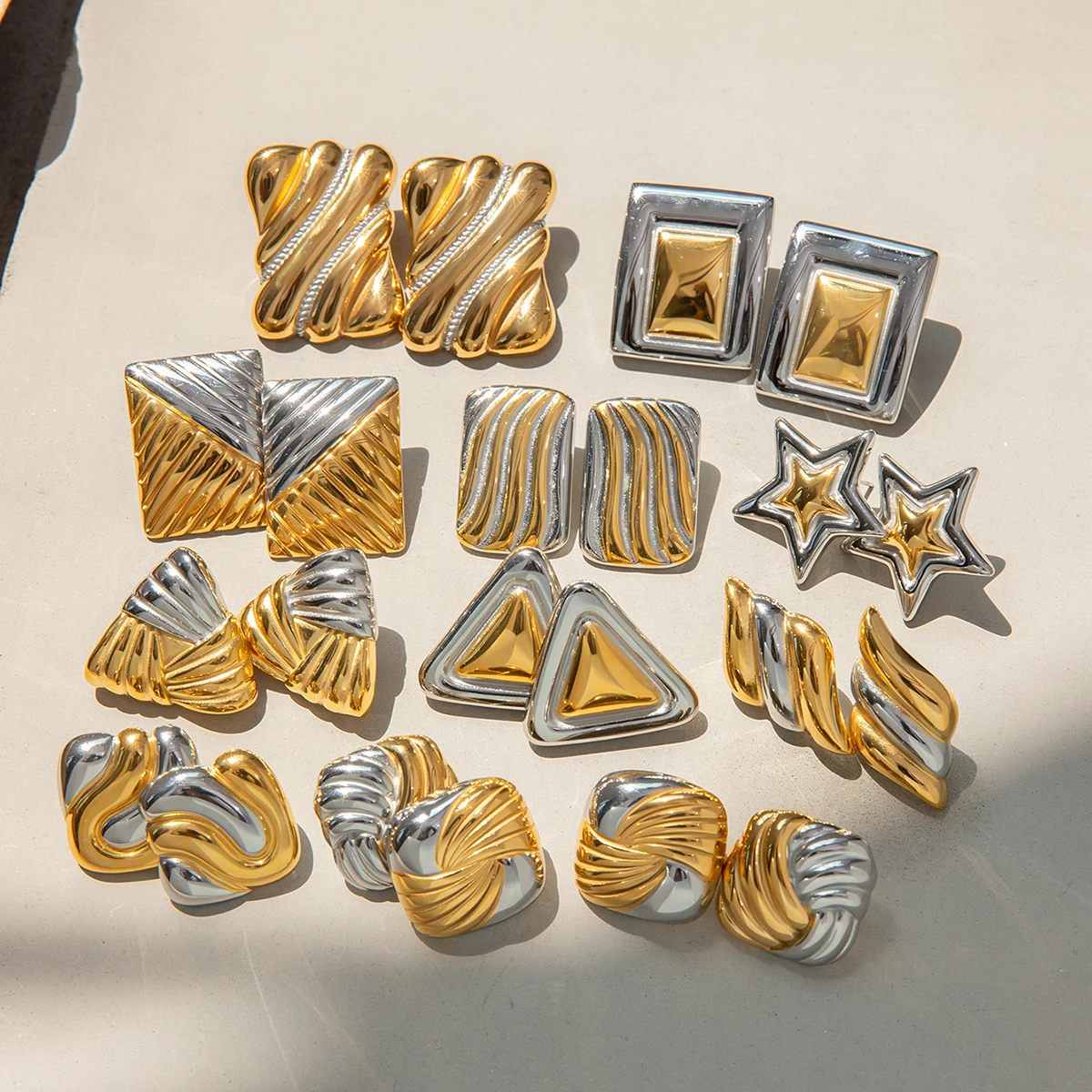 Modern Stainless Steel Geometric Earrings 5 Modern Stainless Steel Geometric Earrings - Image 5