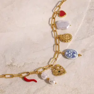 Stainless Steel Charm Necklace with Multicolor Pendant 12 Sb57f254d76054786a62a66c9344c4e78p