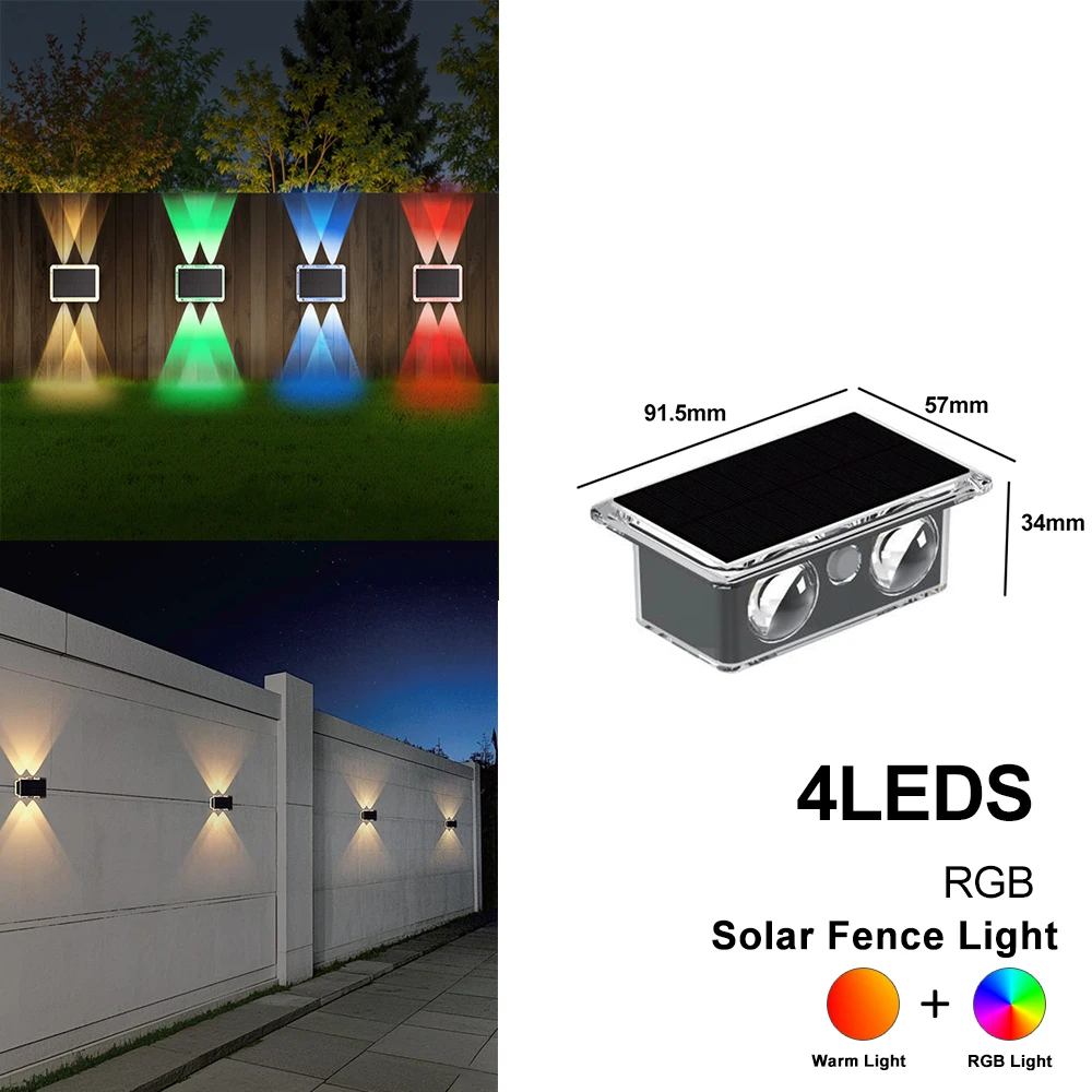 Colorful Solar Fence Light with 4 LEDs 8 Colorful Solar Fence Light with 4 LEDs - Image 8