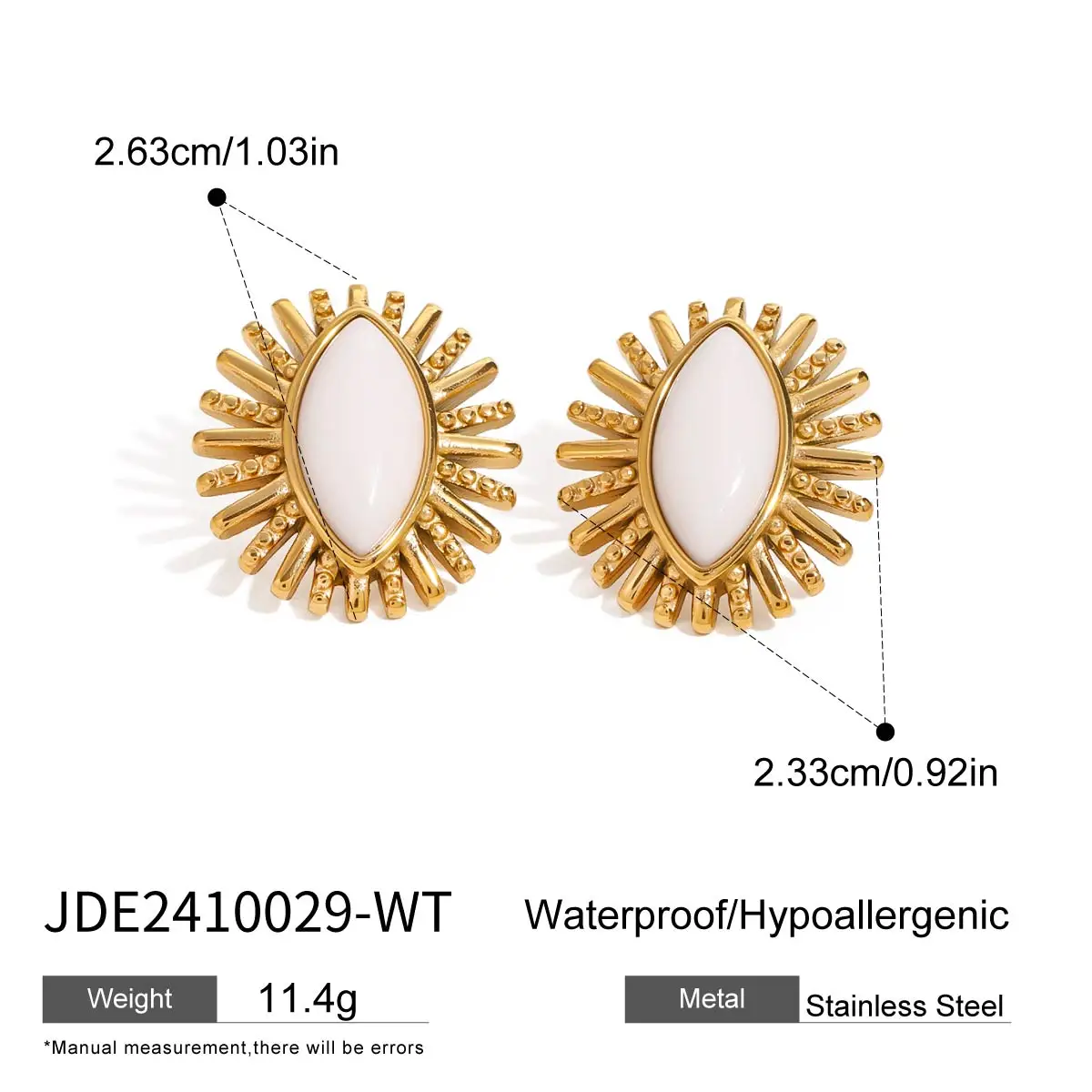 Bold Gold Stainless Steel Sunburst Earrings 7 Bold Gold Stainless Steel Sunburst Earrings - Image 7