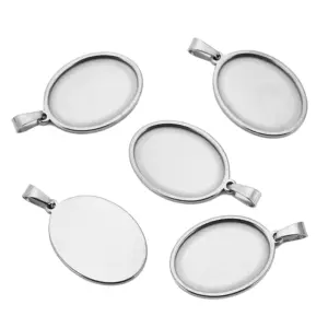 Stainless Steel Oval Pendant Bases Set 11 Sb5a815f335c34fb6bfe9d2575ec84dd7G