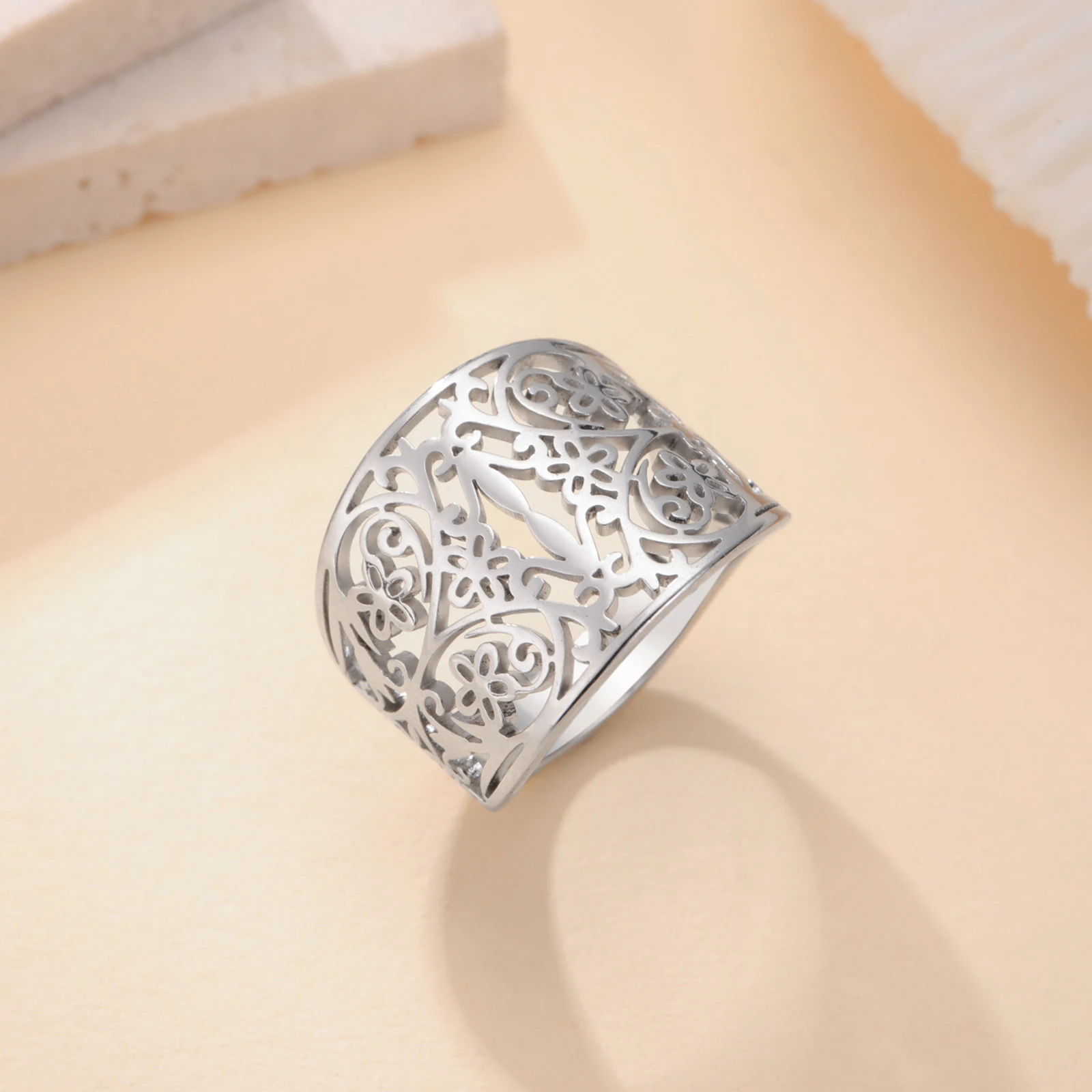 Vintage Stainless Steel Filigree Wide Ring 6 Vintage Stainless Steel Filigree Wide Ring - Image 6