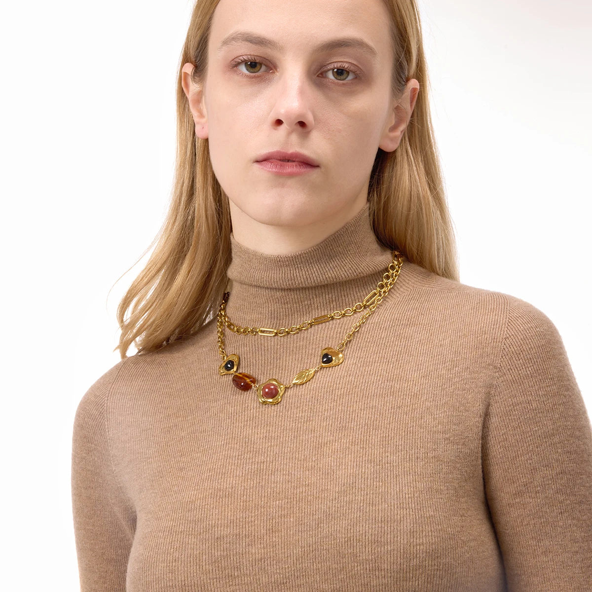 Elegant Stainless Steel Red Agate Pendant Necklace 4 Elegant Stainless Steel Red Agate Pendant Necklace - Image 4