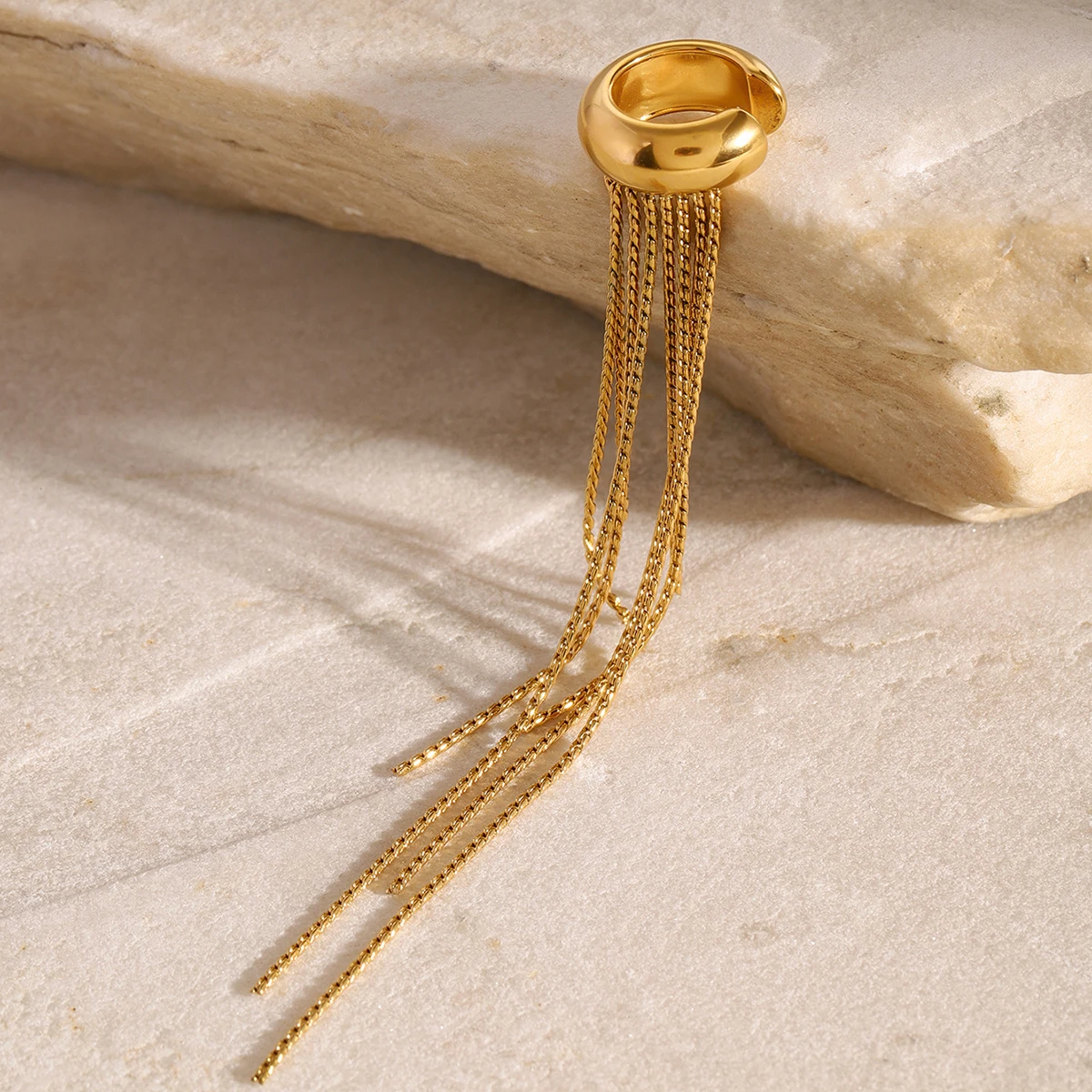 Elegant Stainless Steel Gold-Tone Clip-On Earrings 6 Elegant Stainless Steel Gold-Tone Clip-On Earrings - Image 6