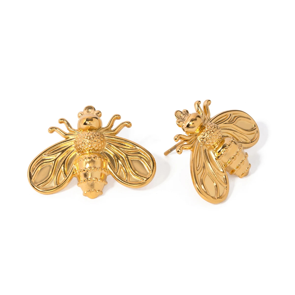 Gold-Tone Stainless Steel Bee Earrings for Women 1 Gold-Tone Stainless Steel Bee Earrings for Women