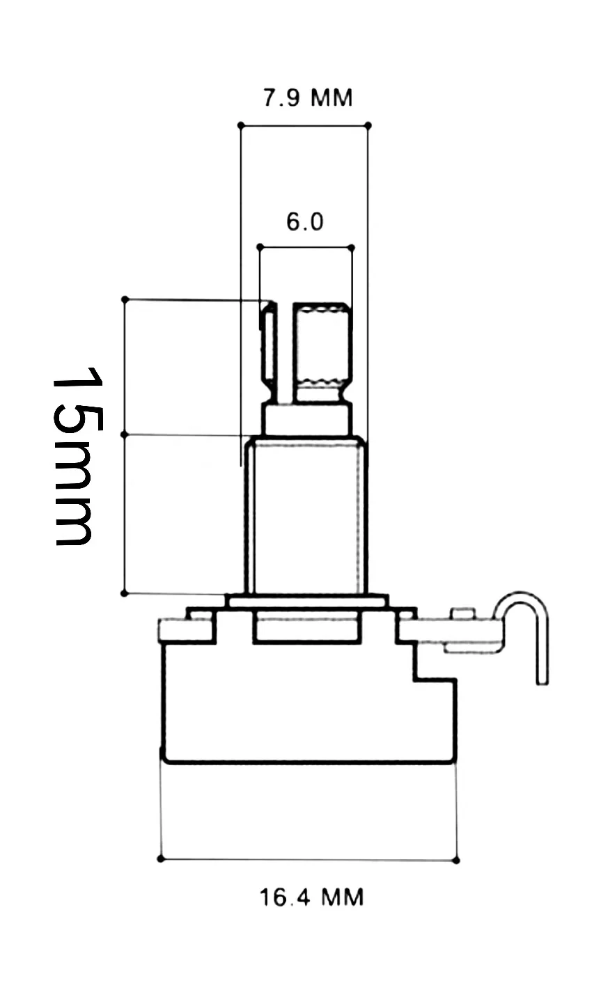 Vintage Silver Alpha A500K Mini Potentiometer for Guitars 6 Vintage Silver Alpha A500K Mini Potentiometer for Guitars - Image 6