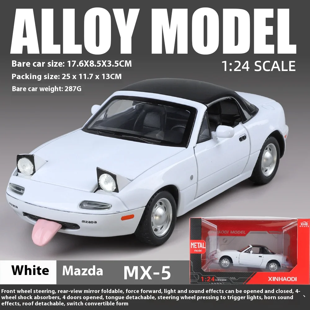 White Mazda MX-5 1:24 Diecast Model 10 White Mazda MX-5 1:24 Diecast Model - Image 10