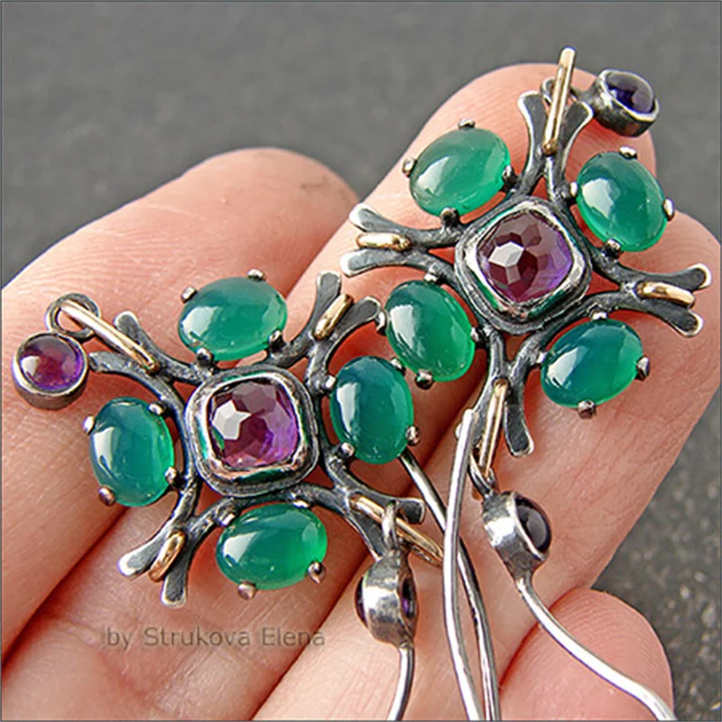 Vintage Floral Geometric Drop Earrings 7 Vintage Floral Geometric Drop Earrings - Image 7