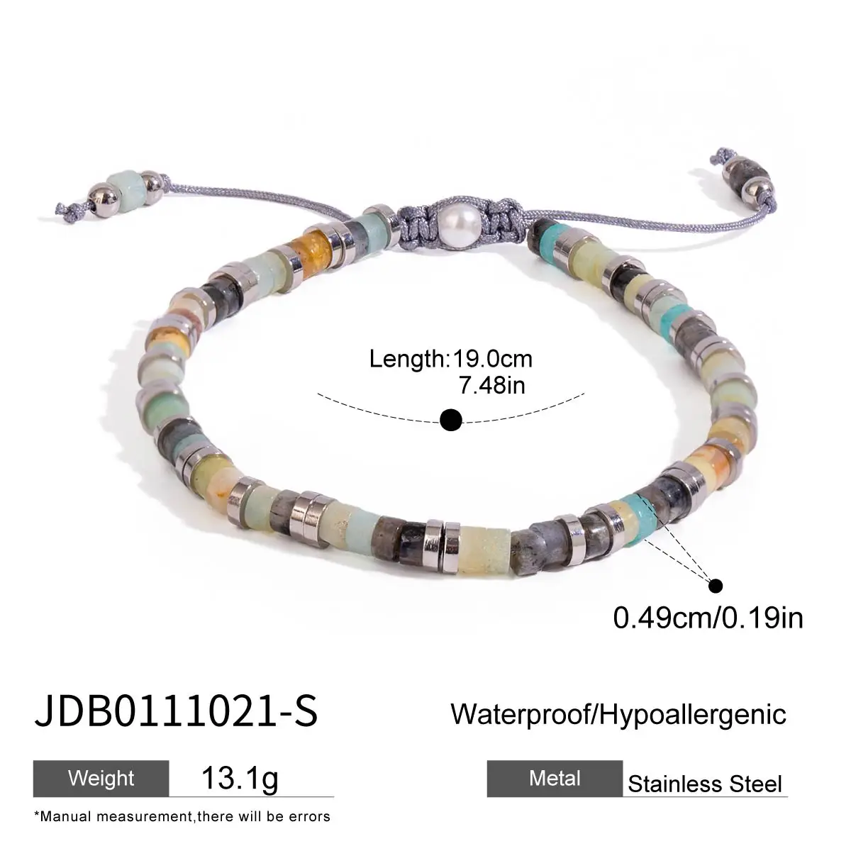 Stainless Steel Beaded Men's Bracelet JDB0111021 7 Stainless Steel Beaded Men's Bracelet JDB0111021 - Image 7