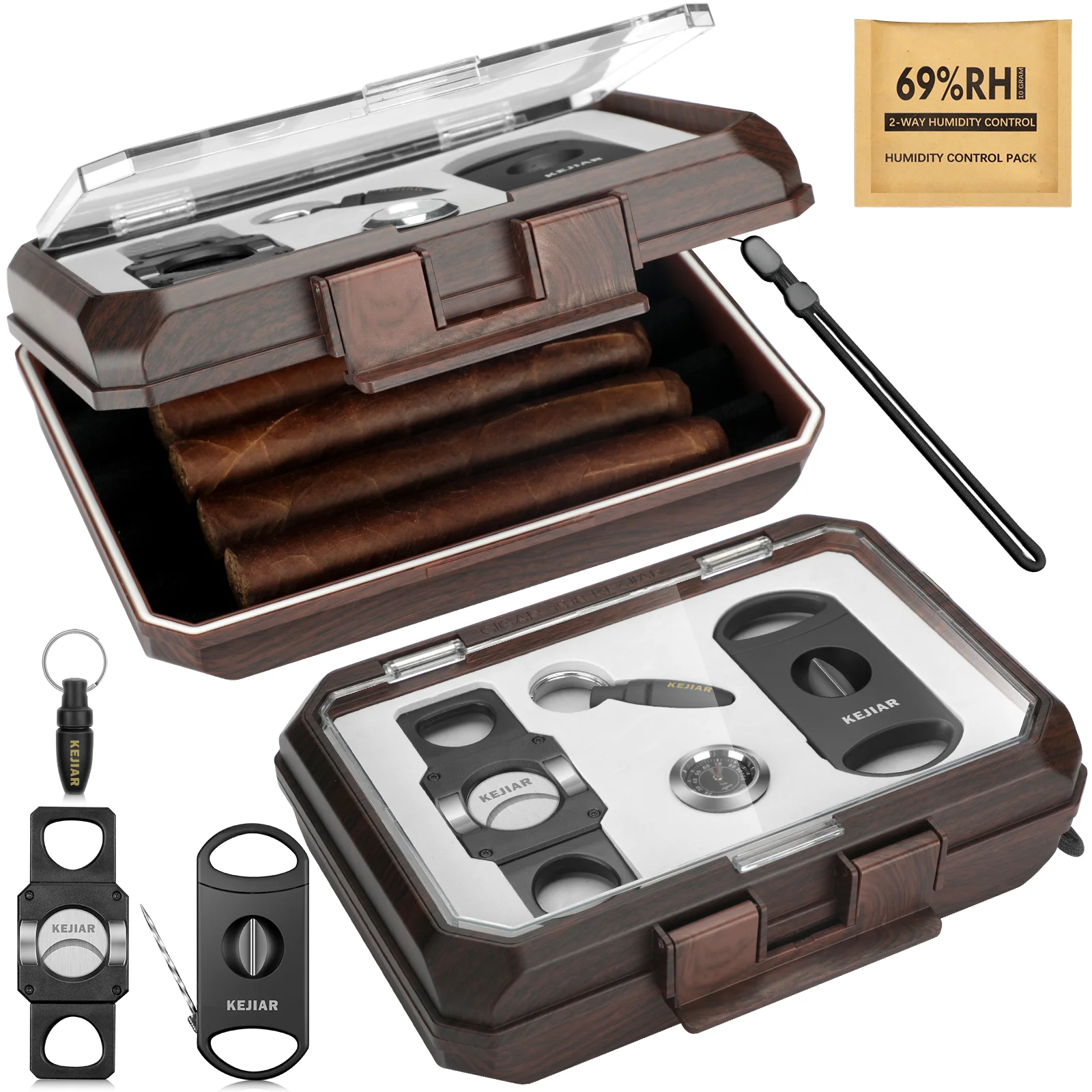 Black Portable Cigar Humidor with Accessories 9 Black Portable Cigar Humidor with Accessories - Image 9