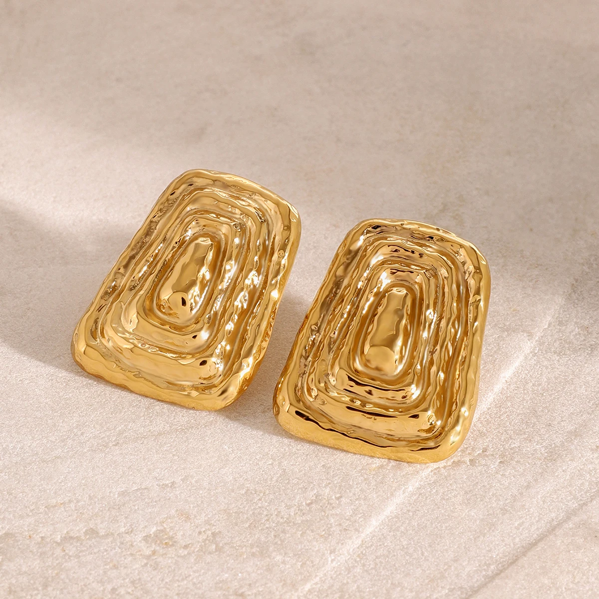 Gold-Tone Stainless Steel Geometric Earrings 2 Gold-Tone Stainless Steel Geometric Earrings - Image 2