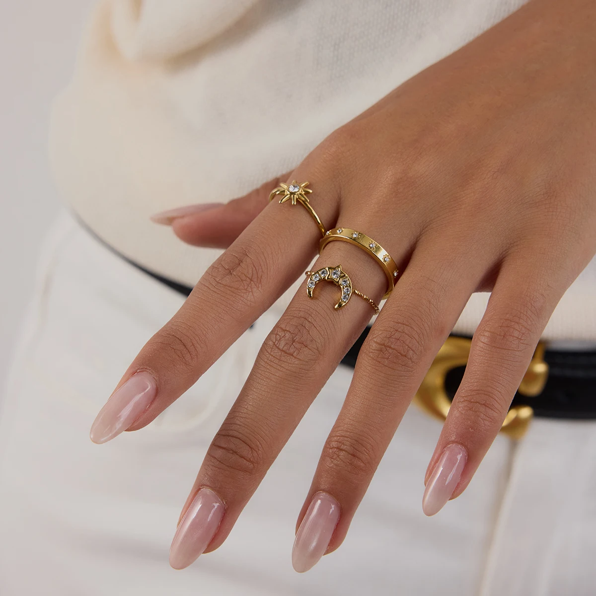 Celestial Sun & Moon Stainless Steel Rings Set 6 Celestial Sun & Moon Stainless Steel Rings Set - Image 6