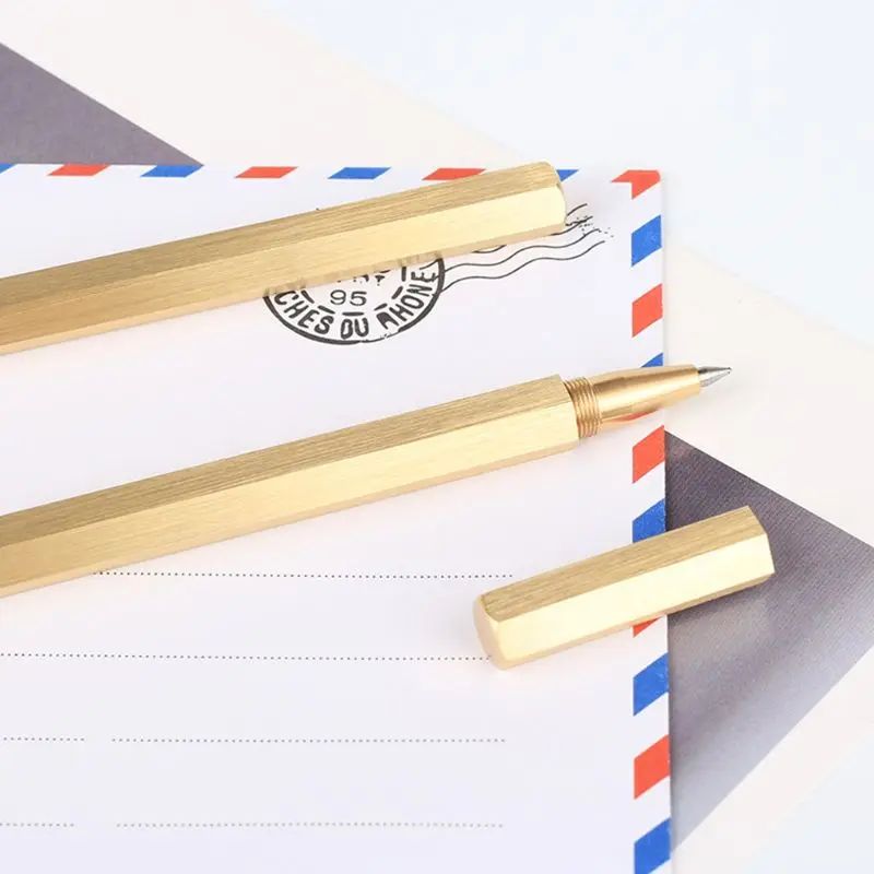 Hexagon Brass Ballpoint Pen with 0.5mm Tip 4 Hexagon Brass Ballpoint Pen with 0.5mm Tip - Image 4