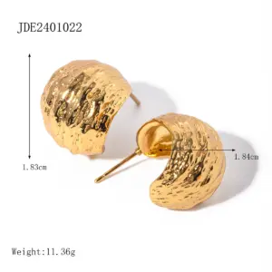 Stainless Steel Gold Textured Hoop Earrings 11 Sb7b5250e4c0a4f05bcf371e44d3cda98t 1