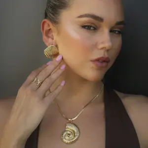 Stainless Steel Gold Conch Drop Earrings 9 Sb7c075c3360248d899e64e3385a1b62eh