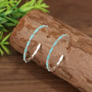 Vintage Bohemian Silver Hoop Earrings 7 Sb7d90008788948368c3e9edd14693a47K