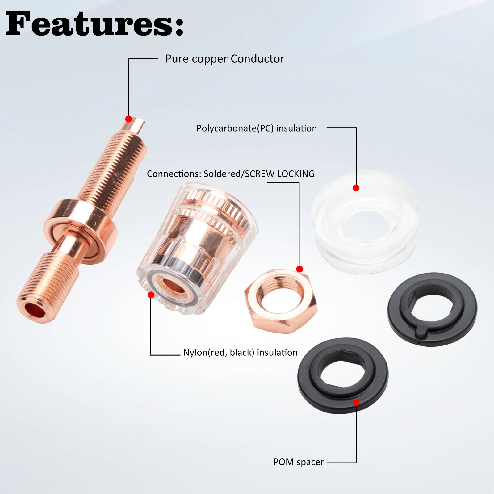 High-Quality Copper Speaker Binding Posts Set 6 High-Quality Copper Speaker Binding Posts Set - Image 6