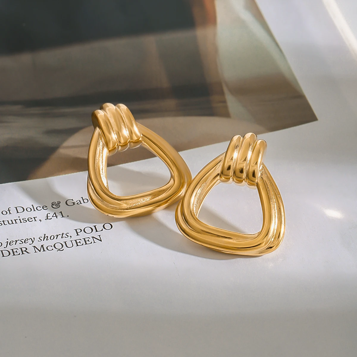 Stainless Steel Gold Geometric Earrings 5 Stainless Steel Gold Geometric Earrings - Image 5