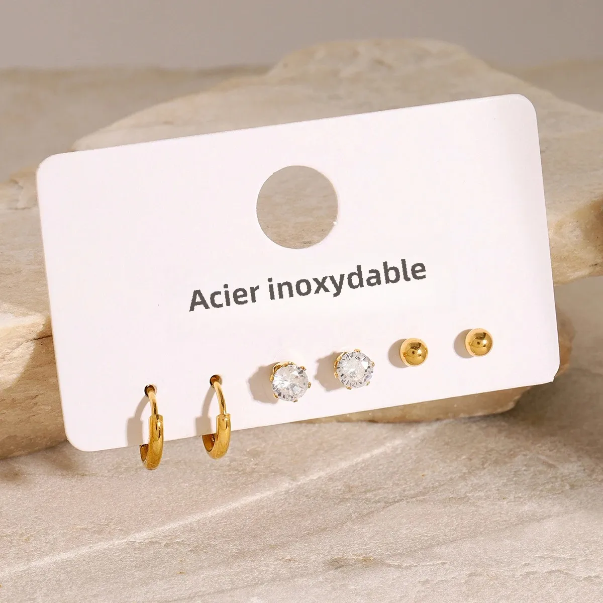 Elegant Stainless Steel Women's Earrings Set 3 Elegant Stainless Steel Women's Earrings Set - Image 3