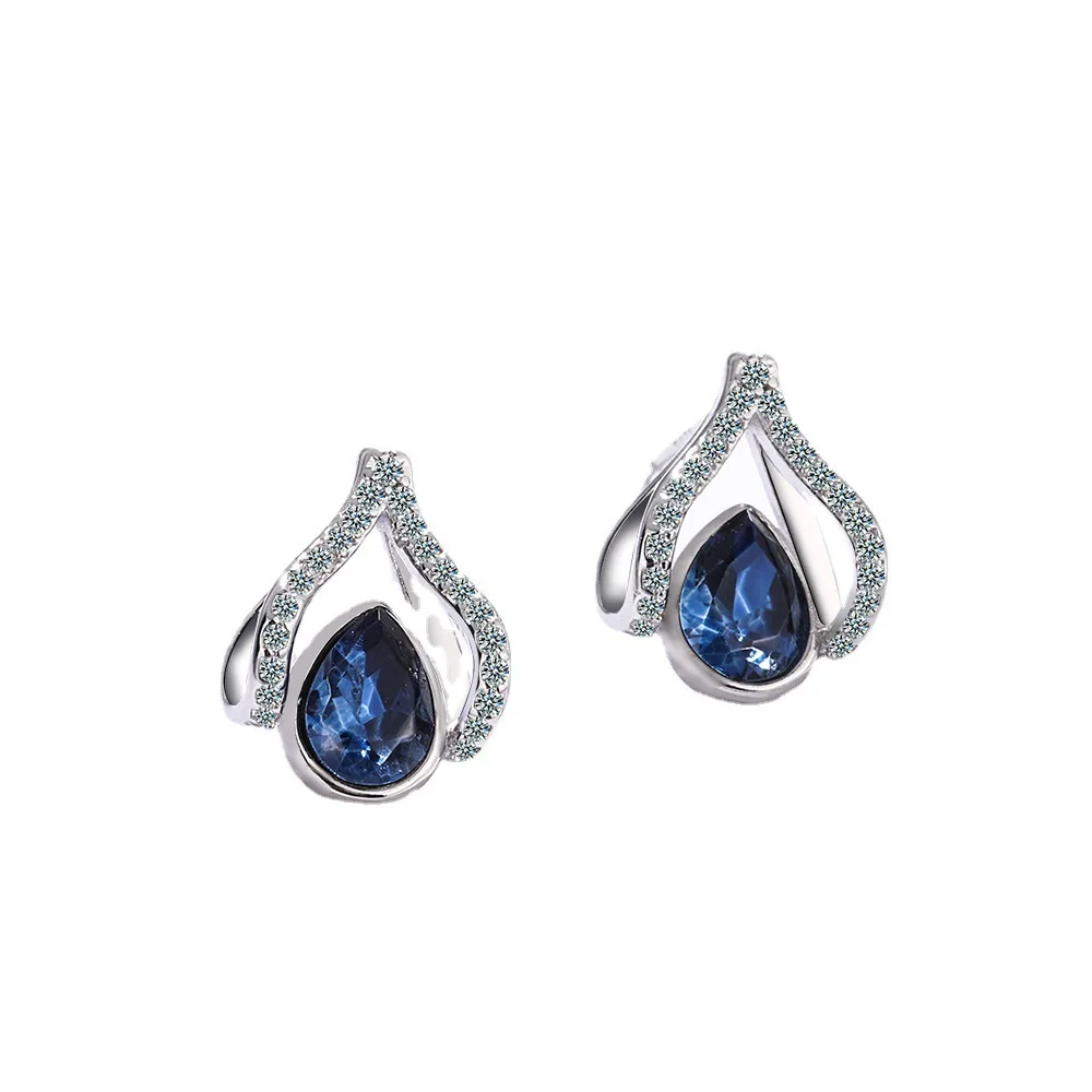 Water Drop Sapphire Sterling Silver Earrings 7 Water Drop Sapphire Sterling Silver Earrings - Image 7