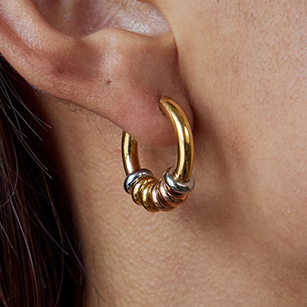 Stainless Steel Layered Hoop Earrings 2 Stainless Steel Layered Hoop Earrings - Image 2