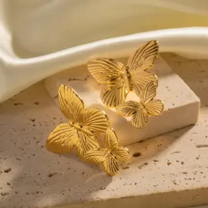 Stainless Steel Gold Butterfly Earrings 8 Sb82022dc33264ed6bdd1fd91f3130a43U