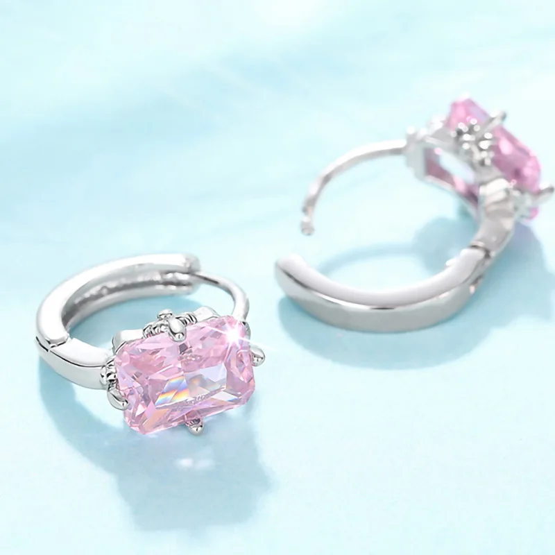 Square Zircon Garnet Stud Earrings for Women 2 Square Zircon Garnet Stud Earrings for Women - Image 2