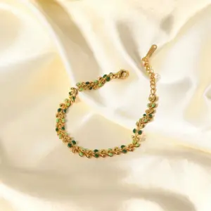 Green Dripping Olive Leaf Stainless Steel Bracelet 9 Sb84e9018540a47eb879379cbcf706ebes