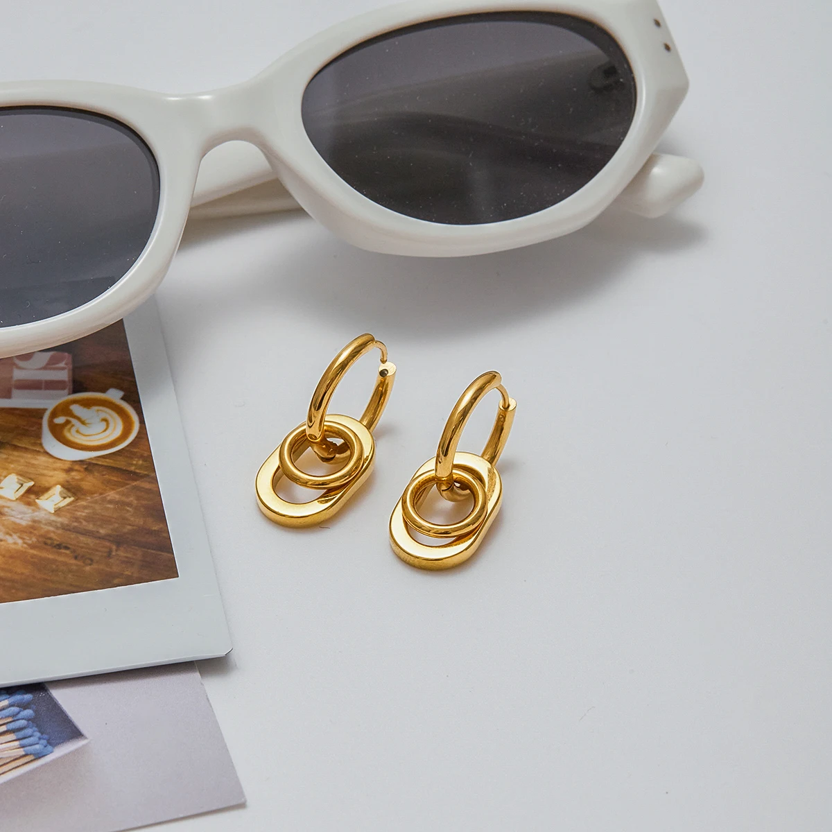 Stainless Steel Geometric Two-Tone Earrings 4 Stainless Steel Geometric Two-Tone Earrings - Image 4