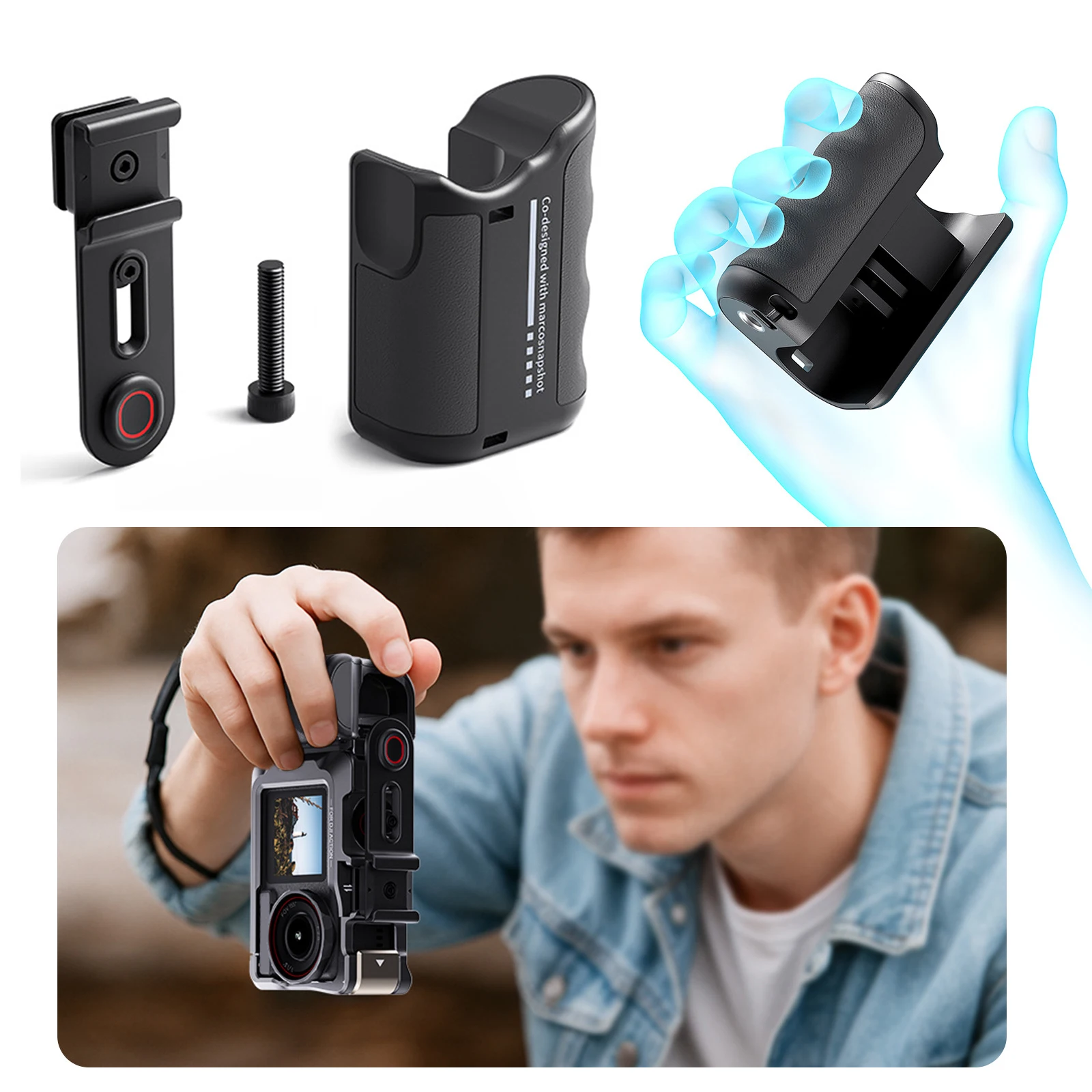 Black Action Camera Grip Kit for GoPro & More 2 Black Action Camera Grip Kit for GoPro & More - Image 2