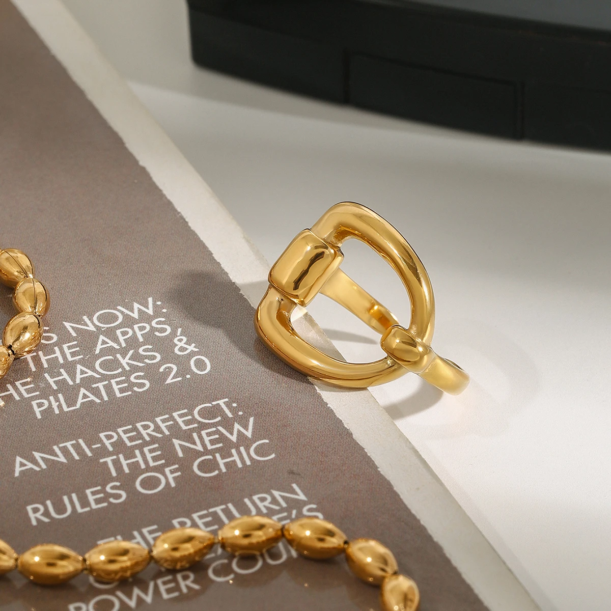 Stainless Steel Gold Women’s Adjustable Ring 6 Stainless Steel Gold Women’s Adjustable Ring - Image 6