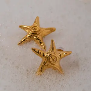 Stainless Steel Gold-Tone Star Earrings for Women 10 Sb92845ecb0d1493ea186c02b765b84dab