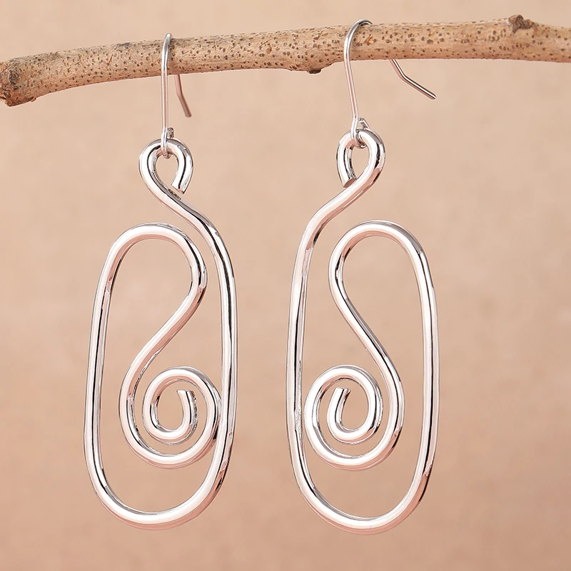 Vintage Silver Spiral Drop Earrings 2 Vintage Silver Spiral Drop Earrings - Image 2