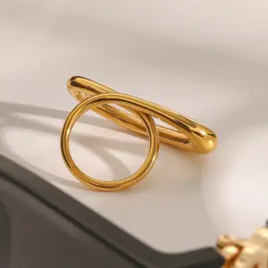 Modern Gold Stainless Steel Crossing Ring 12 Sb94ff15bb4a44819b428ff22885f4334T