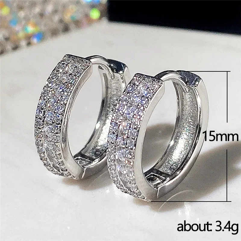Elegant 925 Silver Zircon Hoop Earrings 5 Elegant 925 Silver Zircon Hoop Earrings - Image 5