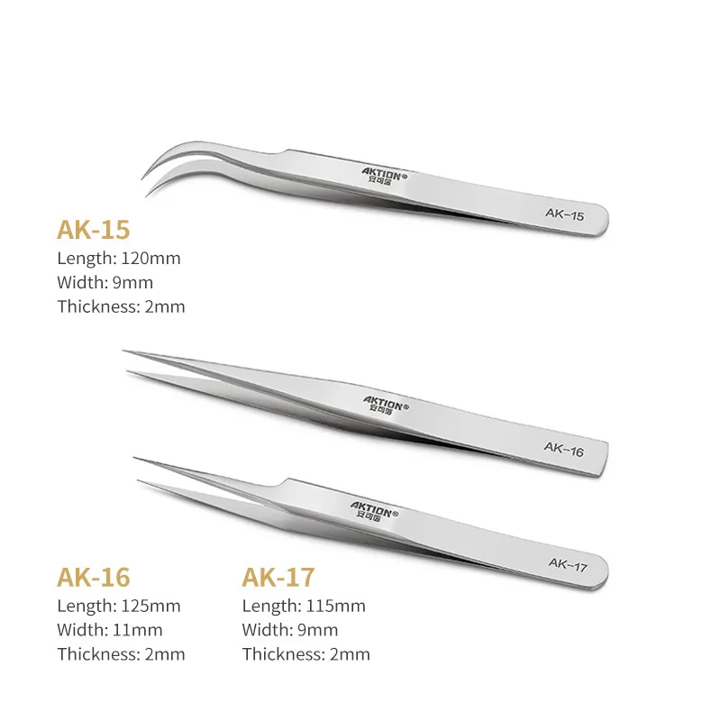 High-Precision Stainless Steel ESD Tweezers AK-10 to AK-17 4 High-Precision Stainless Steel ESD Tweezers AK-10 to AK-17 - Image 4